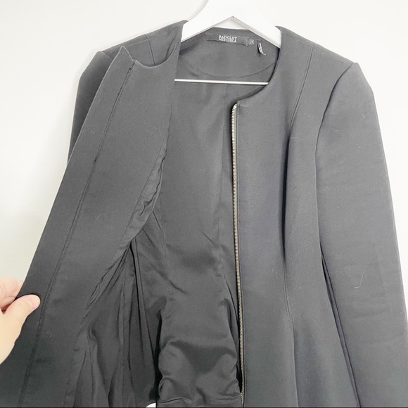 Badgley Mischka Black Peplum Runway Fitted Jacket Exposed Zip 4 - Picture 7 of 8